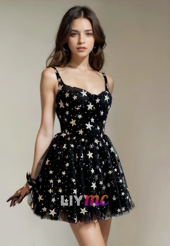 lightweight party dressesSweetheart Sleeveless Appliques Tulle A-Line Short Homecoming Dress