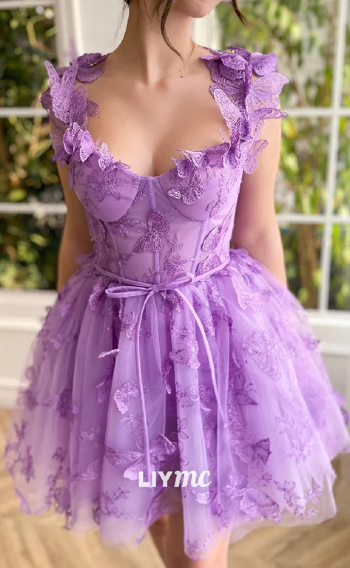 tulle party dressesLY036 - Sweetheart Floral Embellished A-Line Short Homecoming Dress