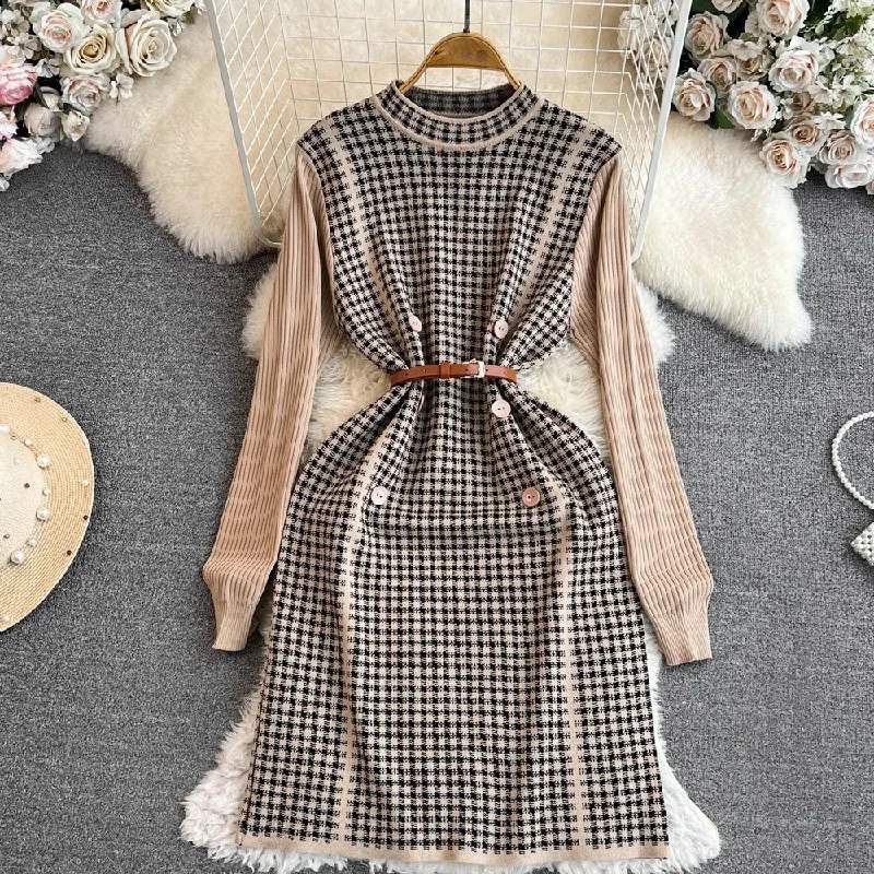 maxi dresses with zippersknitted dress sweater dress long-sleeved skirt with coat    S4232