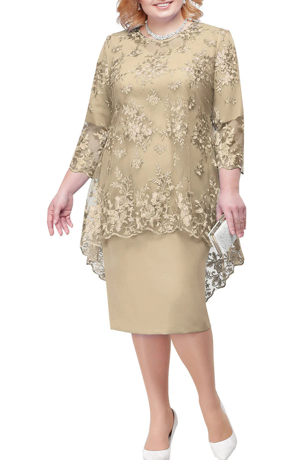 sample sale wedding dressesMother Of The Bride Dress Elegant Plus Size Sheath Knee Length With Lace Jacket