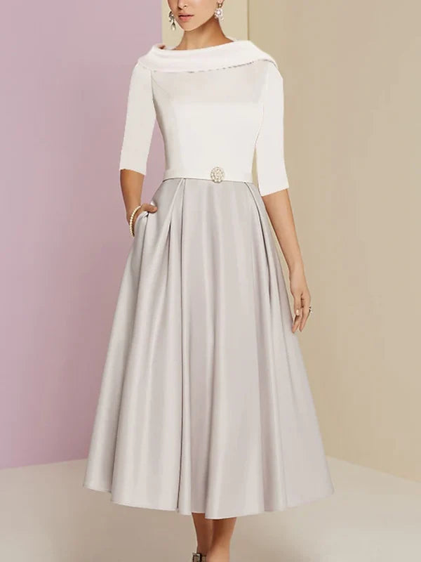 elegant wedding dressesMother Of The Bride Dresses A-Line/Princess Jewel Neck Half Sleeve Tea Length