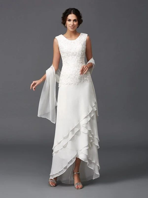 beaded wedding dressesMother of the Bride Dresses A-Line Princess Scoop Lace Sleeveless Long Chiffon