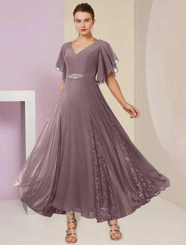 lace wedding dressesMother Of The Bride Dresses A-Line V-Neck Chiffon With Applique