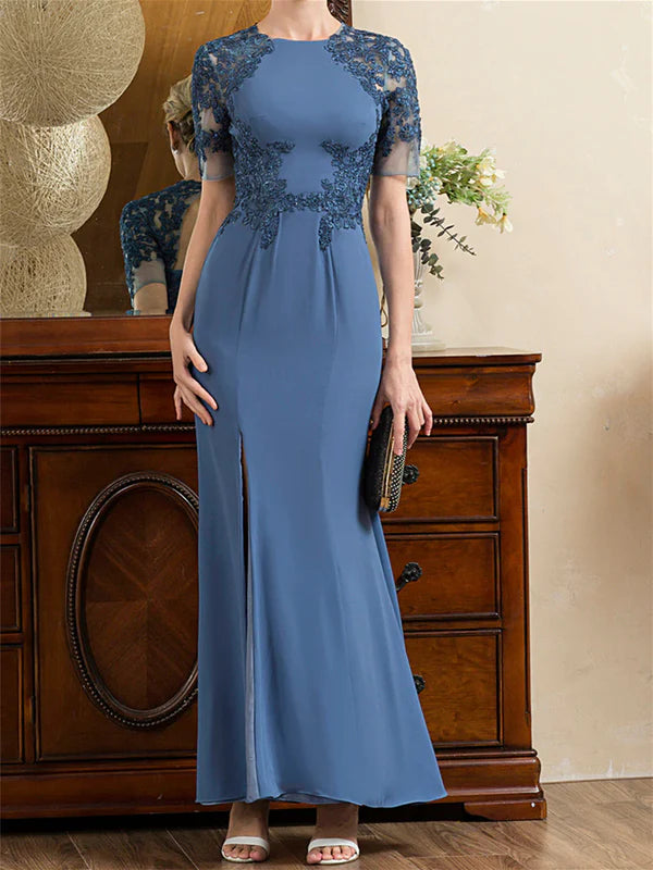 made-to-order wedding dressesMother Of The Bride Dresses Trumpet Short Sleeves Ankle-Length With Slit