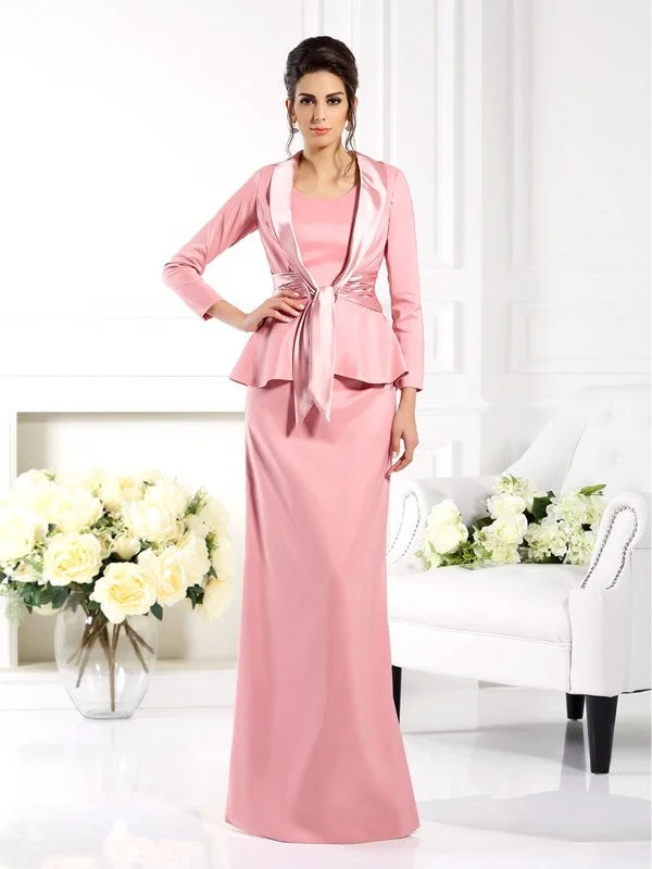 cap sleeve wedding dressesSheath/Column Square Sleeveless Long  Woven Satin Mother of the Bride Dresses