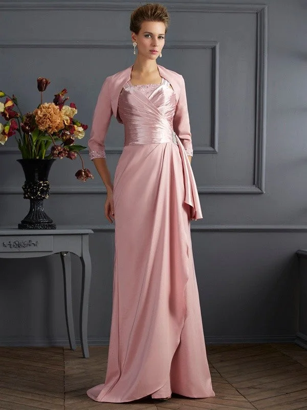 custom wedding dressesSheath/Column Straps Sleeveless Long  Woven Satin Mother of the Bride Dresses