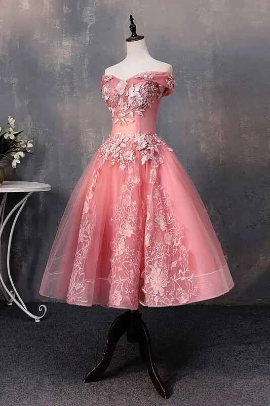 mother-of-the-bride party dressesShort Bateau Appliques Beads Off the Shoulder Quinceanera Dresses Homecoming Dress