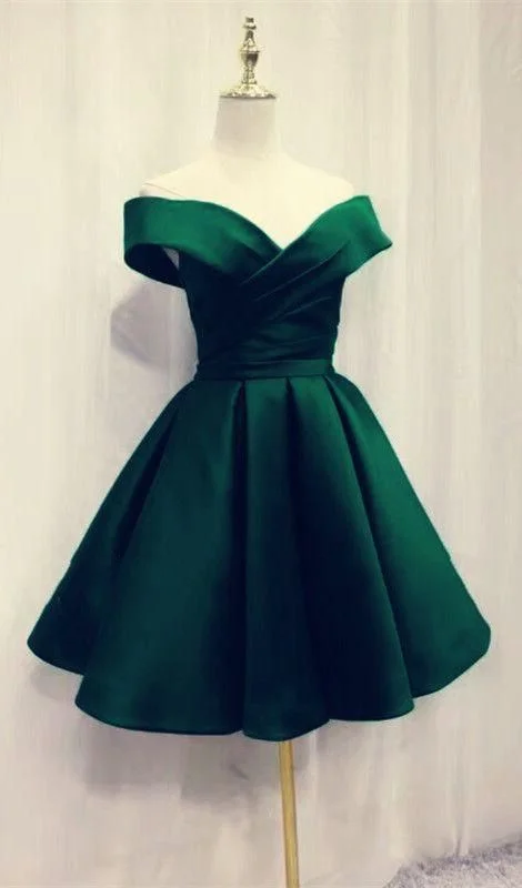 spaghetti-strap party dressesShort Emerald Green Homecoming Dresses     S652