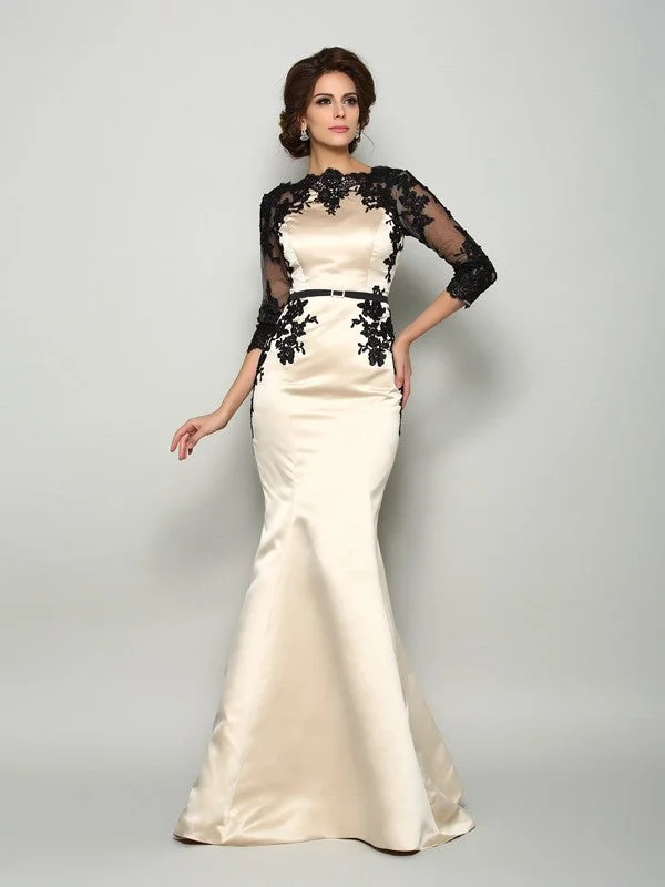 detailed wedding dressesTrumpet/Mermaid Bateau Lace 1/2 Sleeves Long Satin Mother of the Bride Dresses