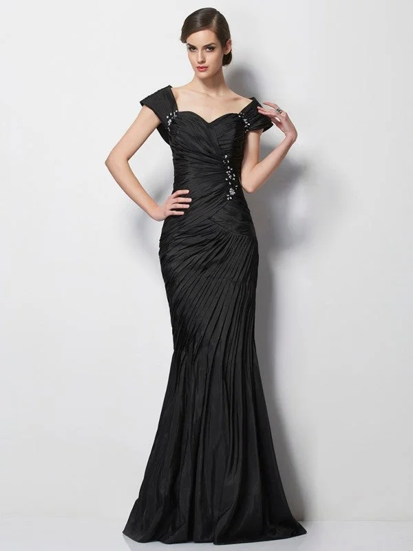 romantic wedding dressesTrumpet/Mermaid Sweetheart Short Sleeves Beading Long Taffeta Mother of the Bride Dresses