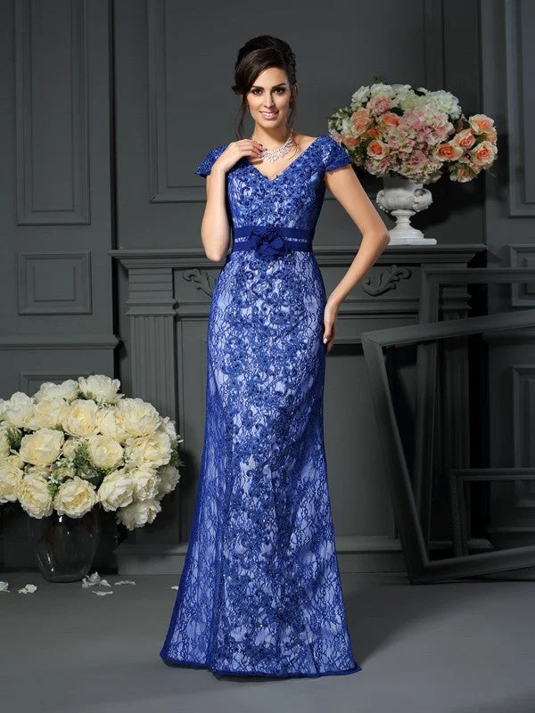 intricate wedding dressesTrumpet/Mermaid V-neck Beading Short Sleeves Long Satin Mother of the Bride Dresses