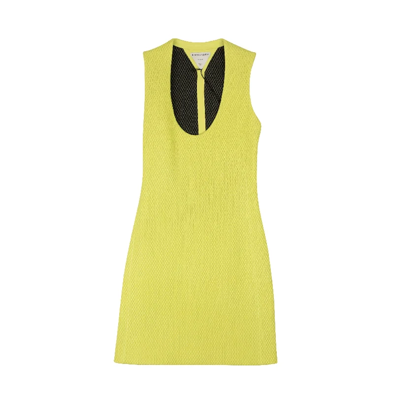 Sleeveless Dress LooseNWT BOTTEGA VENETA Yellow Quilted Leather Sleeveless Dress