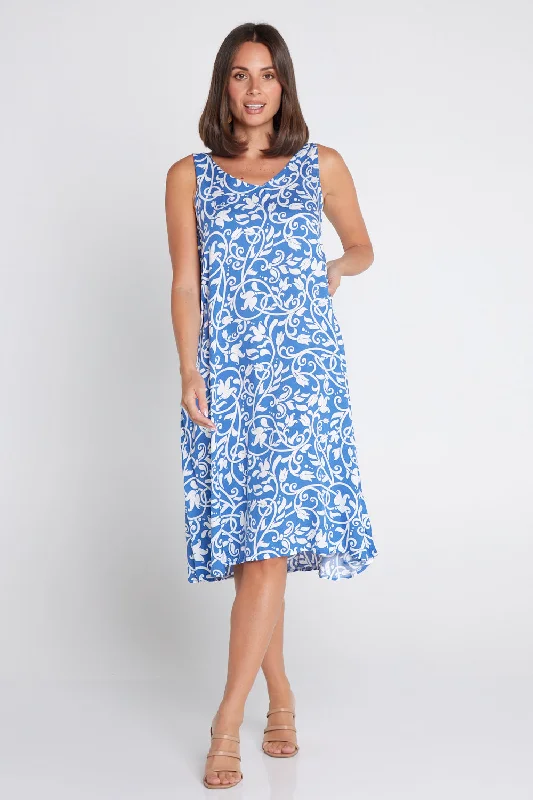 Sleeveless Dress With Sleeves (convertible)Sienna Sleeveless Petite Dress - Blue Floral Flourish