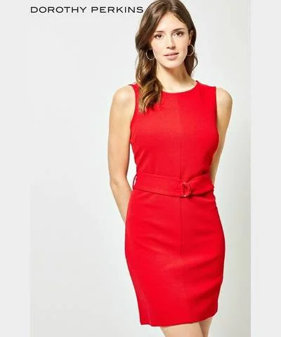 Sleeveless Dress With RufflesSleeveless Belted Shift Dress