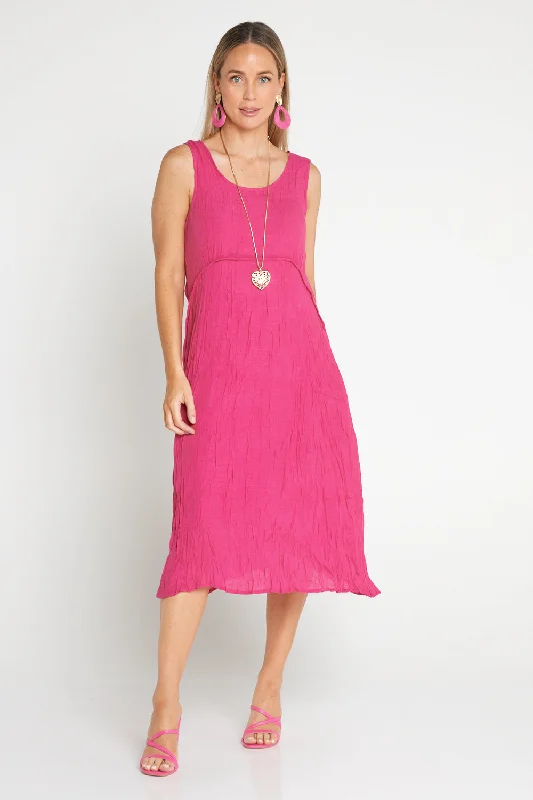 Sleeveless Dress With ButtonsSleeveless Waterhouse Dress - Hot Pink