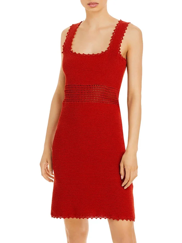 Sleeveless Dress Plus SizeWomens Crochet Sleeveless Sweaterdress